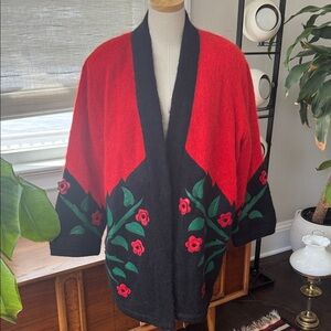 Vintage Primo wool blend Floral Sweater coat